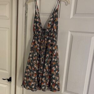 Floral Kids Dress in Green and Orange